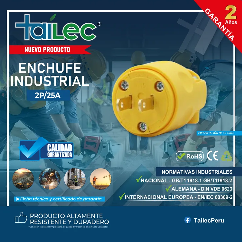 ENCHUFE AMARILLO 25A MONOFASICO - TAILEC