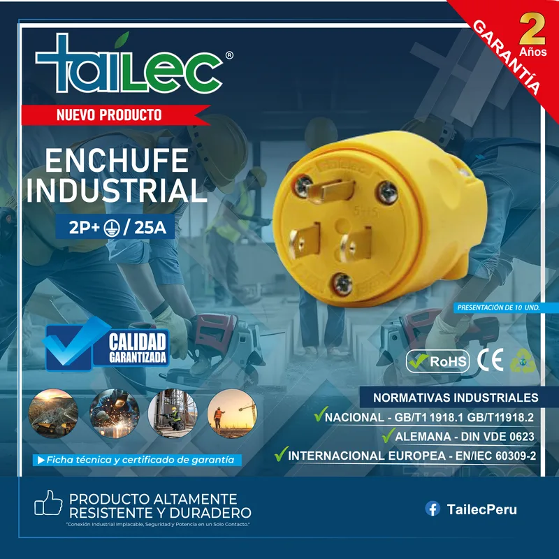 ENCHUFE AMARILLO LINEA A TIERRA 25A - TAILEC