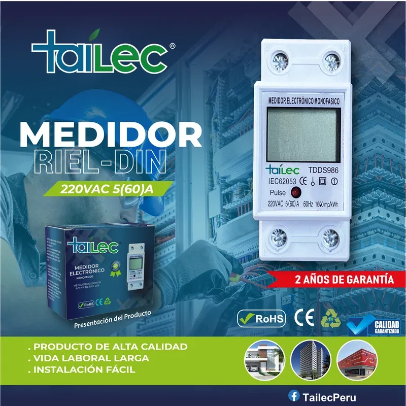 MEDIDOR DE RIEL DIN MONOFASICO TAILEC