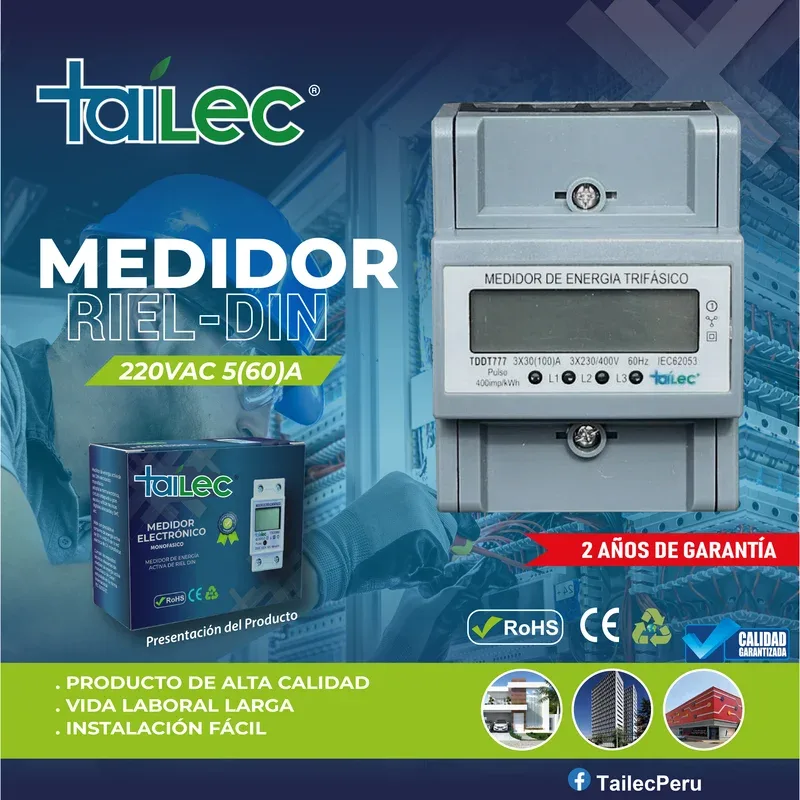 MEDIDOR RIEL DIN TRIFASICO - TAILEC