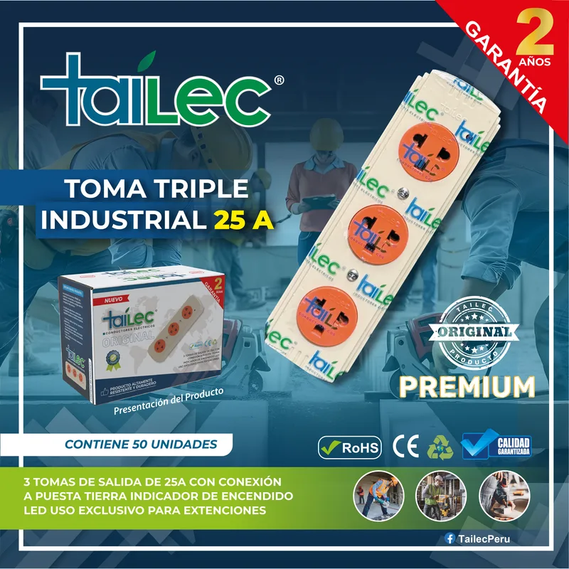 TOMACORRIENTE INDUSTRIAL 25A +PILOTO-TAILEC