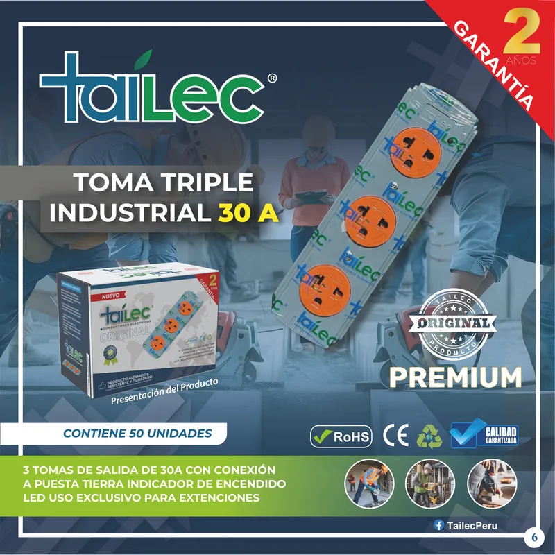 TOMACORRIENTE INDUSTRIAL 30A+PILOTO-TAILEC